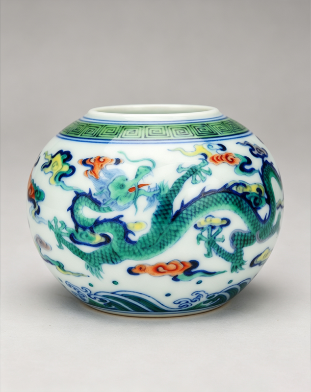 Blue and White Doucai Water Coupe with Cloud Dragon Pattern