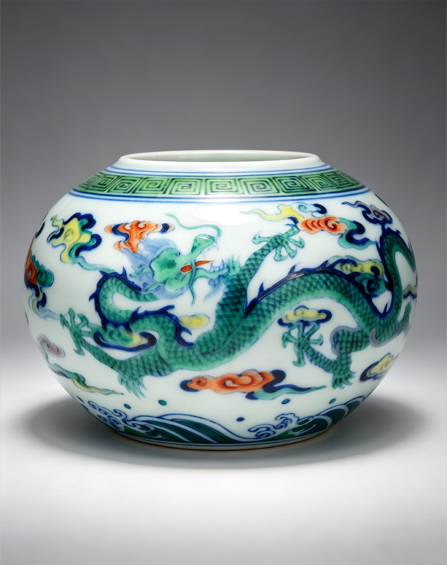 Blue and White Doucai Water Coupe with Cloud Dragon Pattern