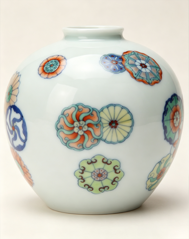 Doucai Apple-Shaped Zun with Ball-Flower Pattern