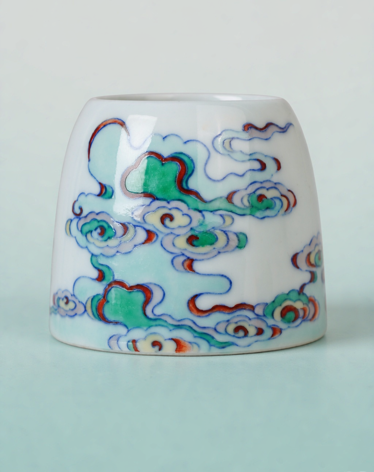 Blue-and-White Doucai Water Pot with Auspicious Clouds Design