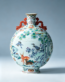 Vintage Style Blue-and-White Doucai Flattened Twin-Handle Flask with Auspicious Deer and Crane Pattern